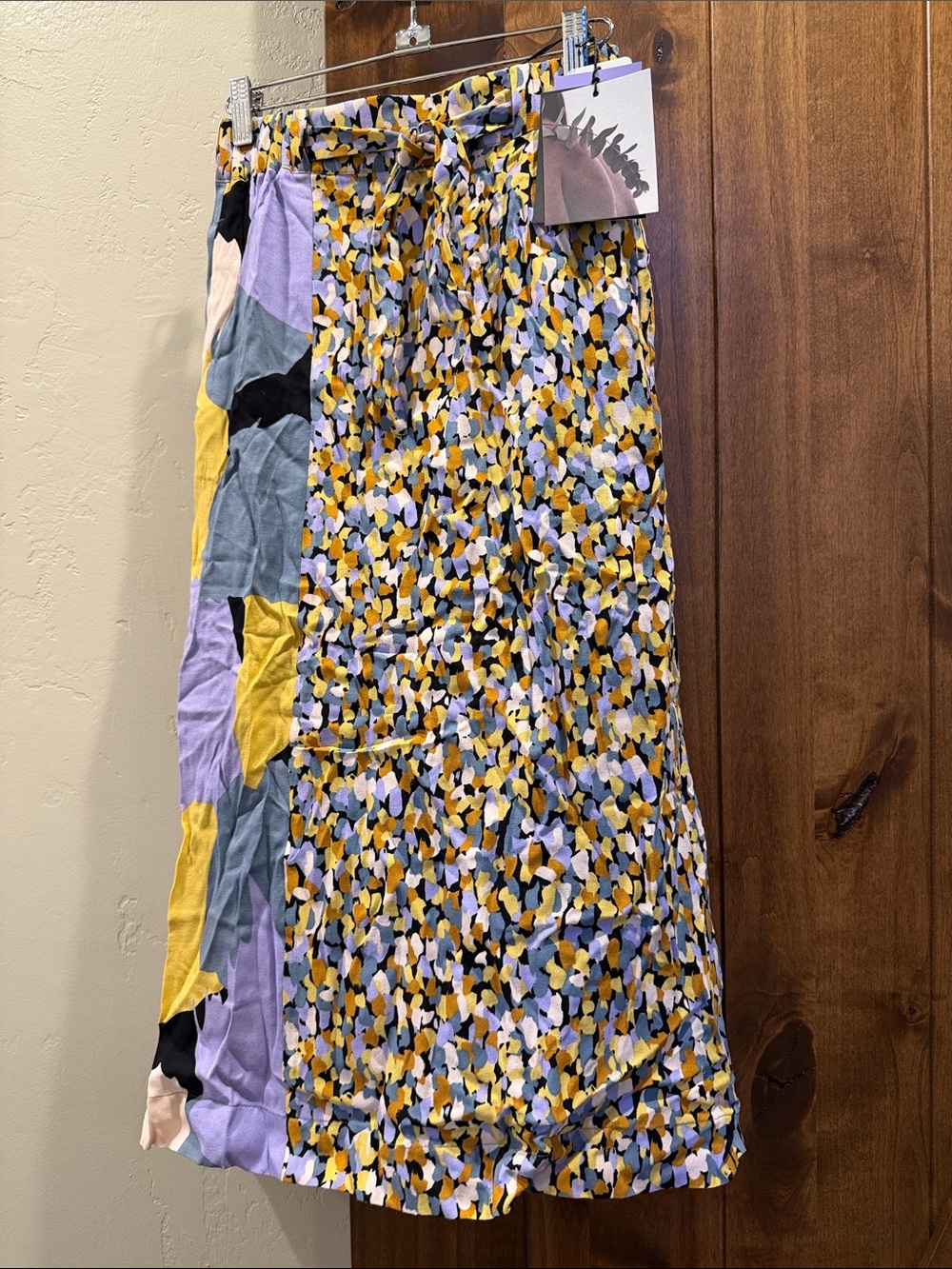 Skunkfunk Multi-Color Floral Print Maxi Skirt in Yellow, Lavender, Black, Gray